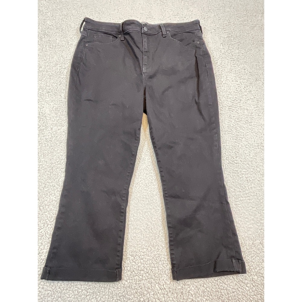 NYDJ Cropped Pants Women‎ 14 Black Excellent Lift Tuck Cuffed Stretch Trousers
